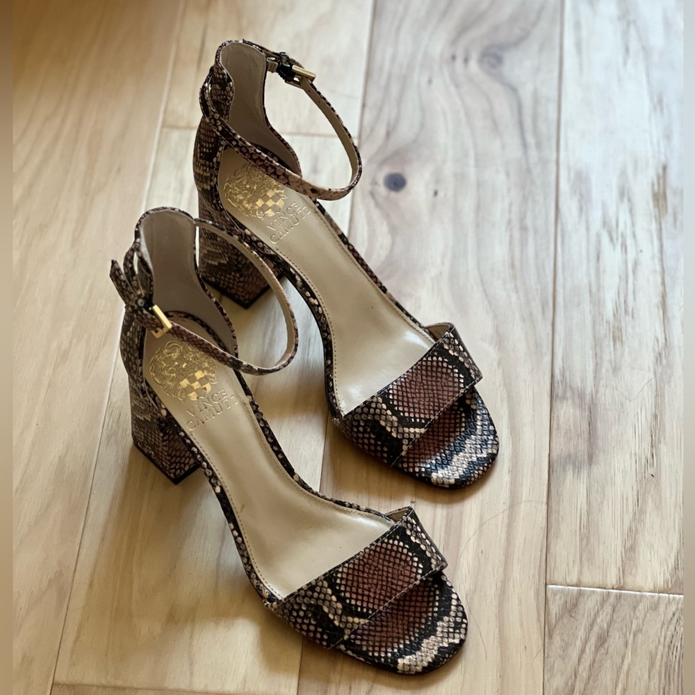 Vince Camuto Snake Print Winderly Block Heel Sand… - image 2